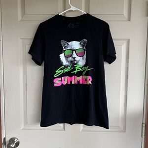 Sad Boy Summer Cat Graphic T-Shirt